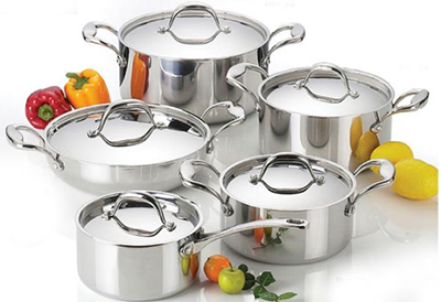 metallic kitchen pots set