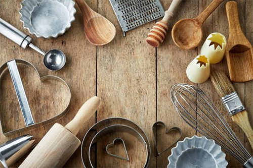 kitchen table with utensils